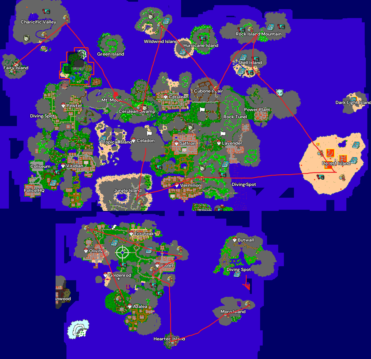 Rota de Coleta — Kanto/Johto